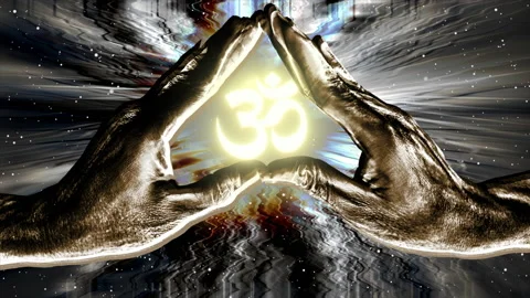 Abstract Hand Feeling energy ohm symbol Video stock 217367105