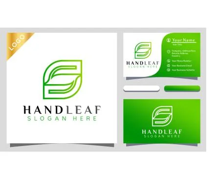 Abstract Hand Green Leaf Logo Design Vector Illustration Template Иллюстрация