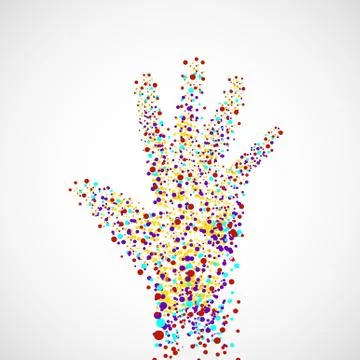 Abstract hand of man with dots, vector Stock Illustration
