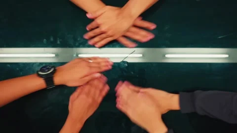 Abstract Hand Movements and Team Collaboration Overhead Stock Footage 276348841
