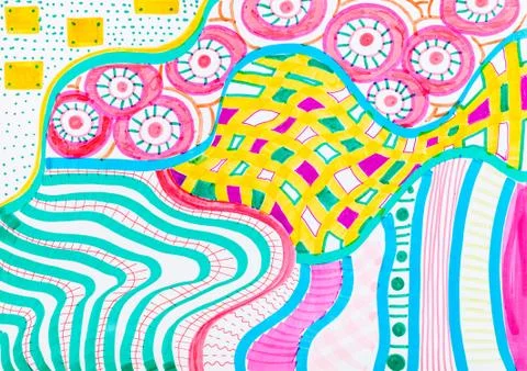 Abstract hand-painted felt-tip pen drawing 스톡 일러스트