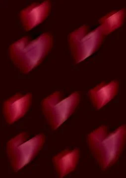 Abstract hand-painted illustration featuring soft blurred red hearts Stock Illustration