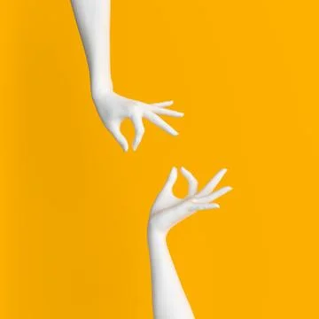 Abstract Hand pose like picking something isolated on yellow. 3d illustration Stock Illustration