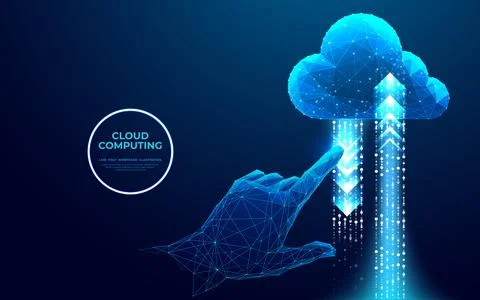 Abstract hand touching on cloud computing icon with arrows up and down 스톡 일러스트