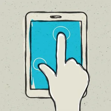 Abstract hand touching digital tablet. vector illustration, eps10 Stock Illustration