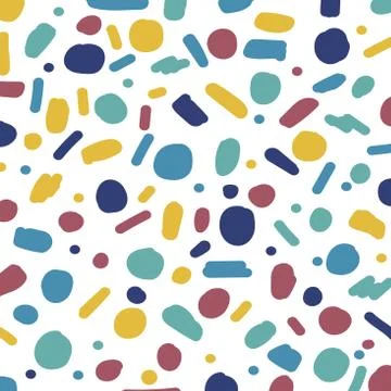 Abstract handmade paint brushstrokes patterns colorful on white background. Stock Illustration