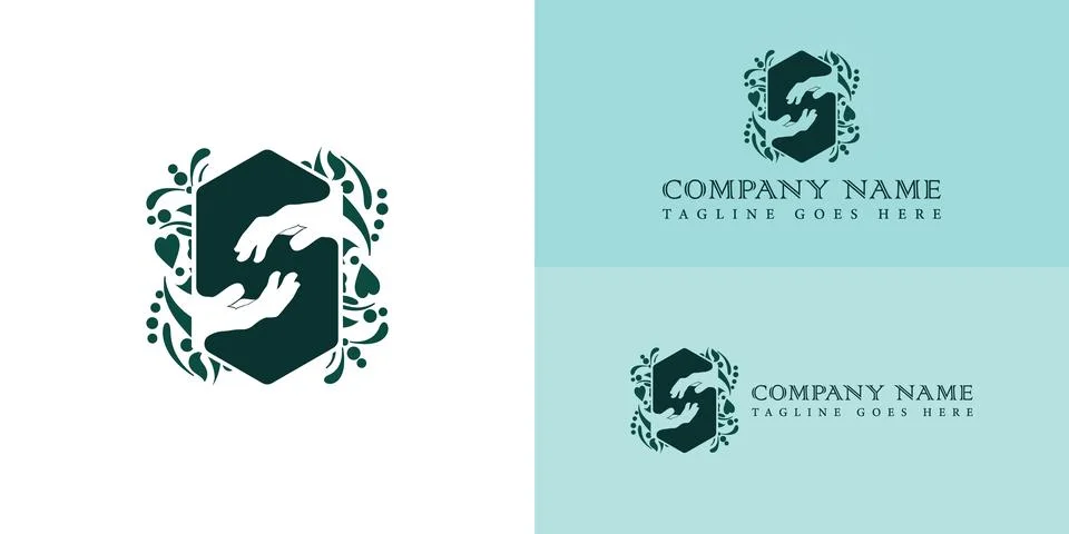 Abstract hands as initial letter S logo vector. Illustrazione stock