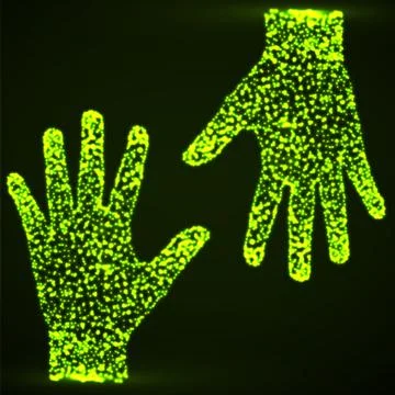 Abstract hands with luminous particles. Vector illustration. Eps 10 Stock Illustration