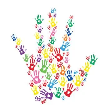 Abstract hands print rainbow background Stock Illustration