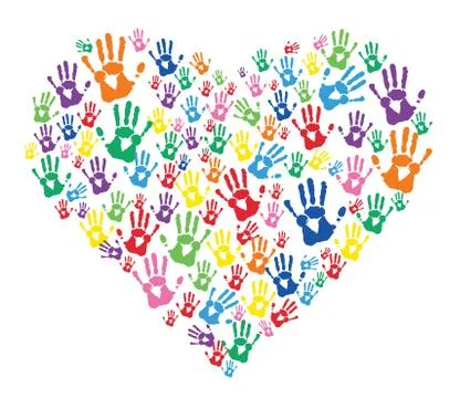 Abstract hands print rainbow background Stock Illustration