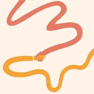 Abstract handshake, ribbon hands. flat illustration Stock Illustration