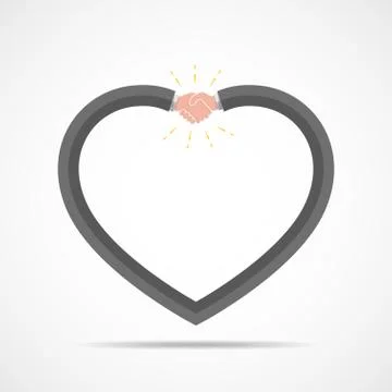 Abstract handshake in the shape of heart. Vector illustration. Stock Illustration