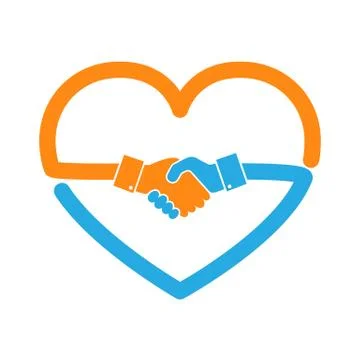 Abstract handshake in the shape of heart. Vector illustration. Stock Illustration