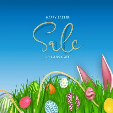Abstract Happy Easter Sale Template Holiday Background Vector Illustration Illustrazione stock