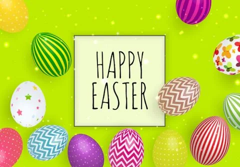 Abstract Happy Easter Template Background with Eggs Vector Illustration Illustrazione stock
