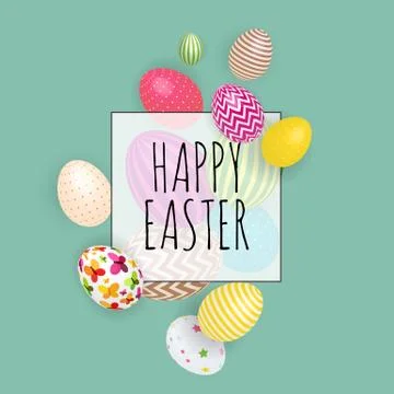 Abstract Happy Easter Template Background with Eggs Vector Illustration Illustrazione stock
