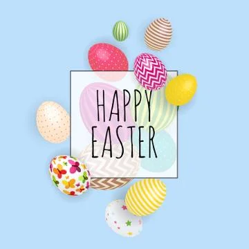 Abstract Happy Easter Template Background with Eggs  Illustration Illustrazione stock