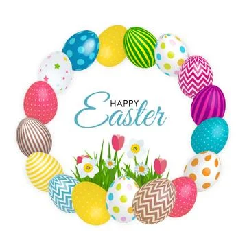 Abstract Happy Easter Template Holiday Background Vector Illustration Illustrazione stock
