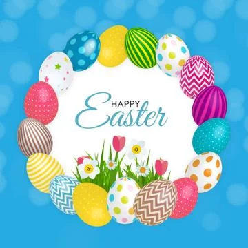 Abstract Happy Easter Template Holiday Background Vector Illustration Illustrazione stock