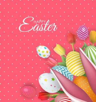 Abstract Happy Easter Template Holiday Background Vector Illustration Illustrazione stock