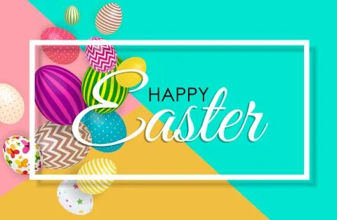 Abstract Happy Easter Template Holiday Background Vector Illustration Illustrazione stock
