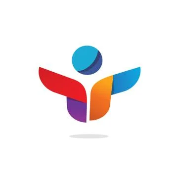 Abstract happy people logo vector, idea of team work logotype, creative group Stock Illustration
