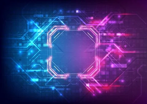 Abstract hardware and software background. Circuit board, Chip processor, Mai 스톡 일러스트