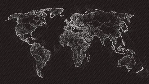 Abstract hatched plexus network world map Stock Footage 319840224