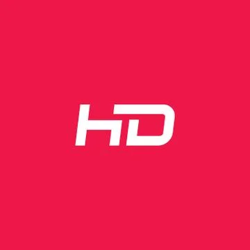 Abstract hd logo, modern hd initials logo isolated on red background Stock Illustration