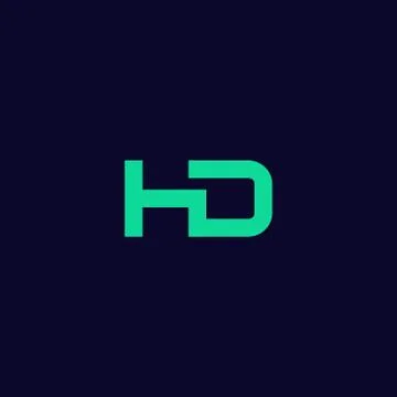 Abstract hd logo, modern hd initials logo isolated on dark background Stock Illustration