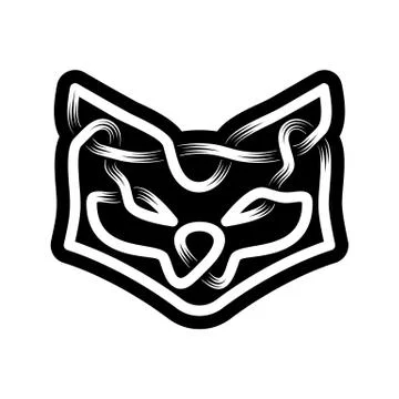 Abstract Head of Fox. Celtic ornament in black and white Stock Illustration