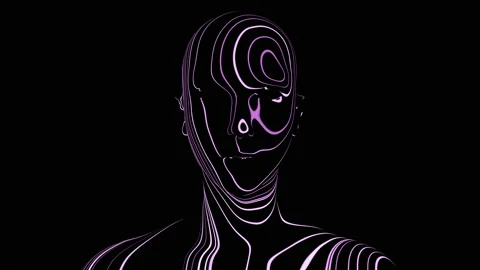 Abstract head glowing lines Animation ProRes 4K Video stock 222350388