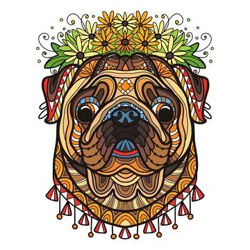 Abstract head of pug dog vector illustration Stock Illustration