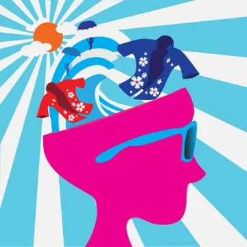 Abstract head of surfing in summer. Vector Stock Illustration