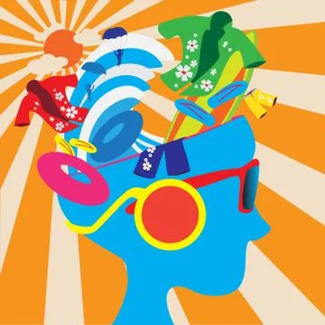 Abstract head of surfing in summer. Vector Stock Illustration