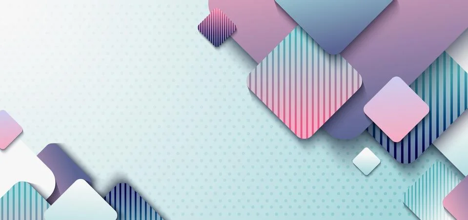 Abstract header design template 3D rounded square overlap with shadow on ligh Stock Illustration