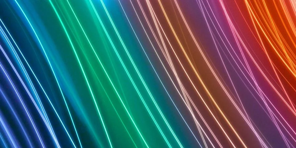 An abstract header image of vertical rainbow neon lines Stock Photos