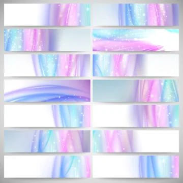 Abstract headers set, wave vector design Stock Illustration
