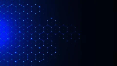 Abstract healthcare technology with hexagons pattern on dark blue background Illustrazione stock