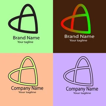 Abstract Heart and Square Monogram logo Stock Illustration
