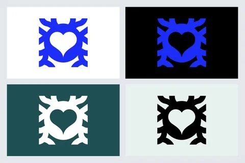 Abstract Heart and Tree Roots Logo Icon Set Ilustração Stock