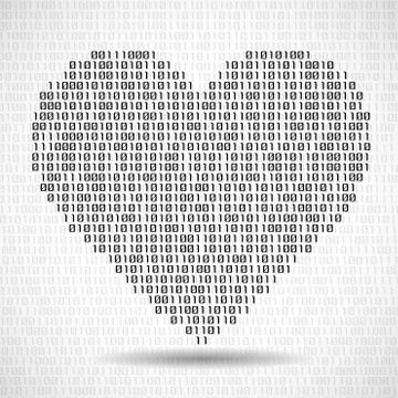 Abstract heart of binary code. Digital love, technology symbol Illustrazione stock