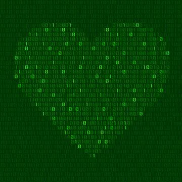 Abstract heart of binary code. Digital love, technology symbol Stock Illustration