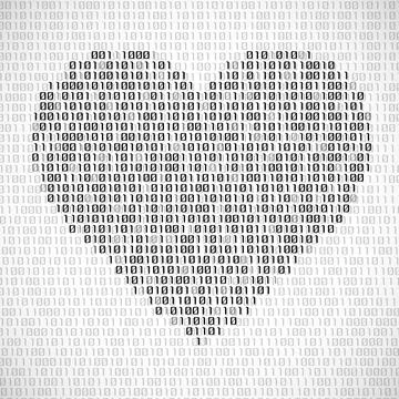 Abstract heart of binary code. Digital love, technology symbol イラスト素材