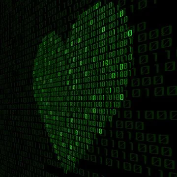 Abstract heart of binary code. Digital love, technology symbol Stock Illustration