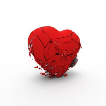 Abstract Heart collapses under its own weight 3d rendering Stock Illustration