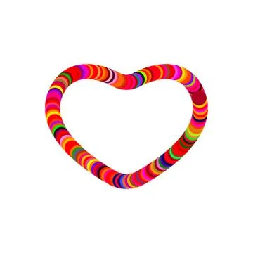 Abstract heart frame of circles. Vector colorful illustration. 스톡 일러스트