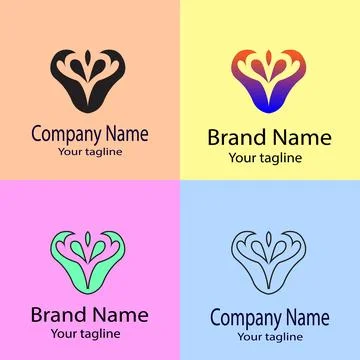 The Abstract Heart: Intertwined Affection and Unique logo Design Stock Illustration