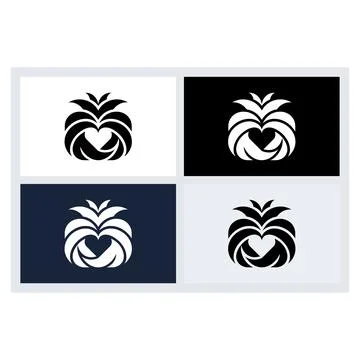 Abstract Heart Leaf Logo Design Icon Set Stock Illustration