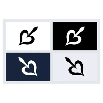 Abstract Heart Leaf Logo Icon Vector Set Stock Illustration